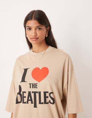 Asos Design Unisex Oversized T-shirt With The Beatles Prints