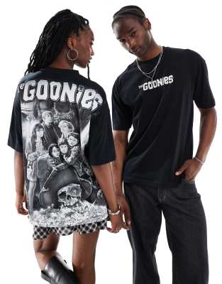 unisex oversized T-shirt with The Goonies print in black