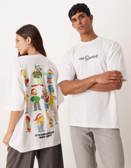 ASOS DESIGN unisex oversized T-shirt with the Simpsons Christmas print in white, 4 of 4