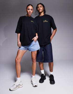 Asos Design Unisex Oversized T-shirt With The Simpsons Prints In Black