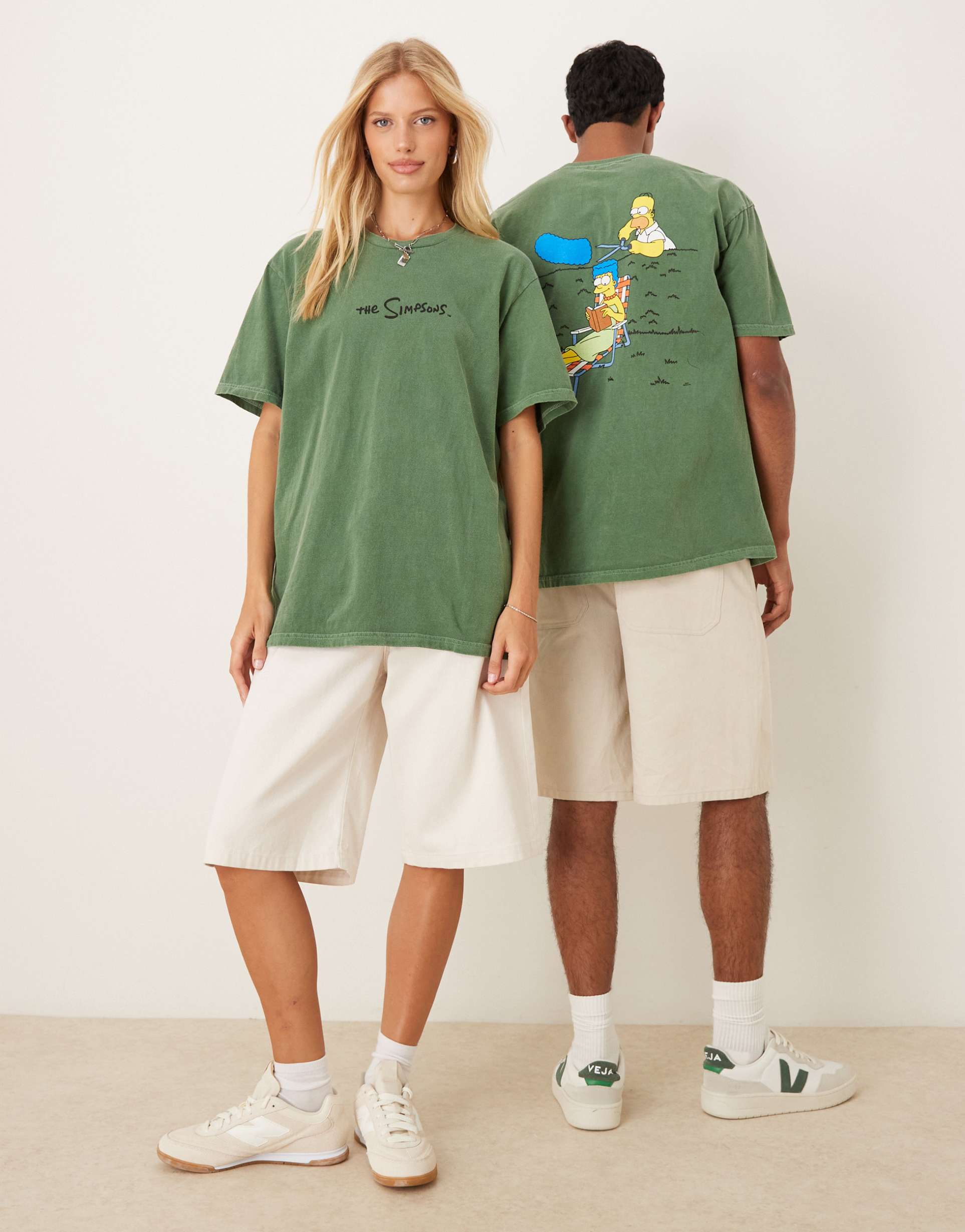 asos design unisex oversized t-shirt with the simpsons prints in green