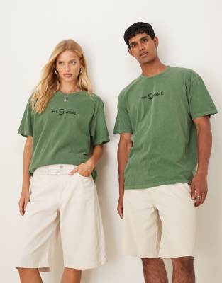 Asos Design Unisex Oversized T-shirt With The Simpsons Prints In Green