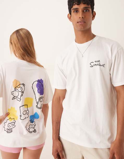 ASOS DESIGN unisex oversized t-shirt with The Simpsons prints in white - view 1