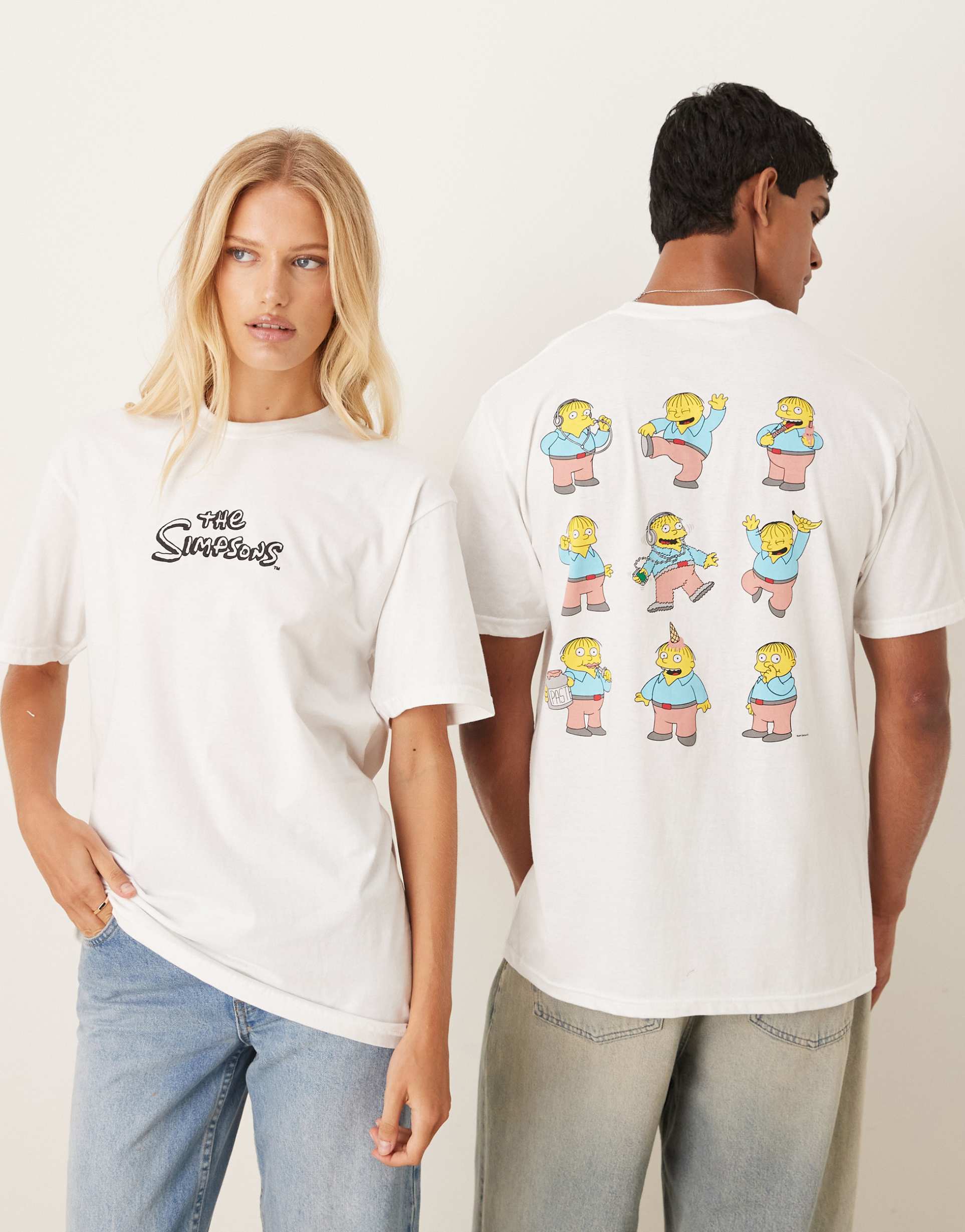 asos design unisex oversized t-shirt with the simpsons ralph prints in white