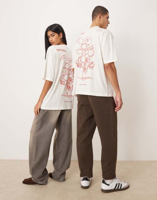 ASOS DESIGN unisex oversized t-shirt with Van Gogh print in cream, 2 of 4