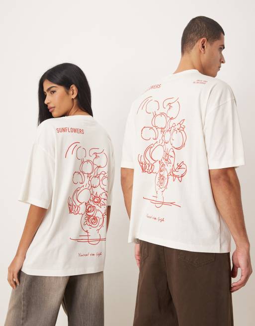 ASOS DESIGN unisex oversized t-shirt with Van Gogh print in cream, 4 of 4