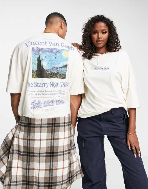 ASOS DESIGN unisex oversized t shirt with Van Gogh prints in stone