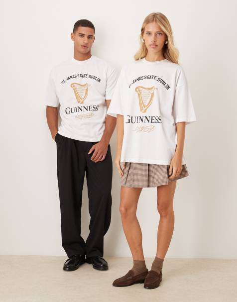 ASOS DESIGN Unisex oversized t-shirt with vintage Guinness prints in white - view 1
