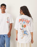 [ASOS DESIGN] ASOS DESIGN unisex oversized t-shirt with washed Donald Duck prints in white S WHITE
