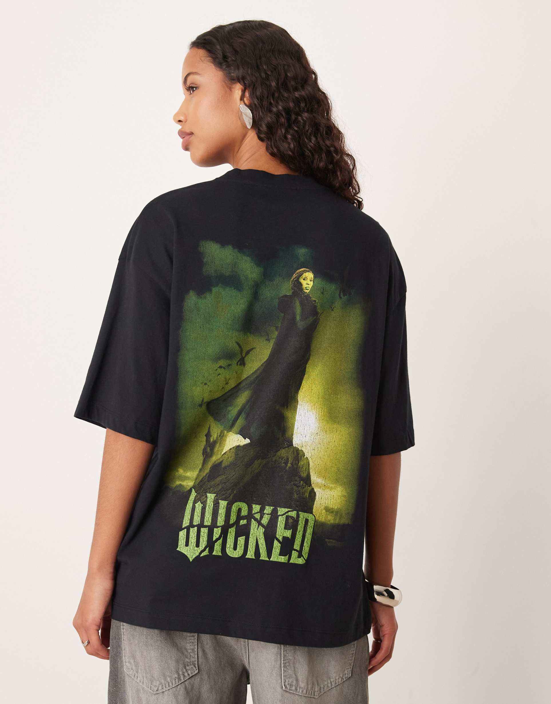 asos design unisex oversized t-shirt with wicked prints in black