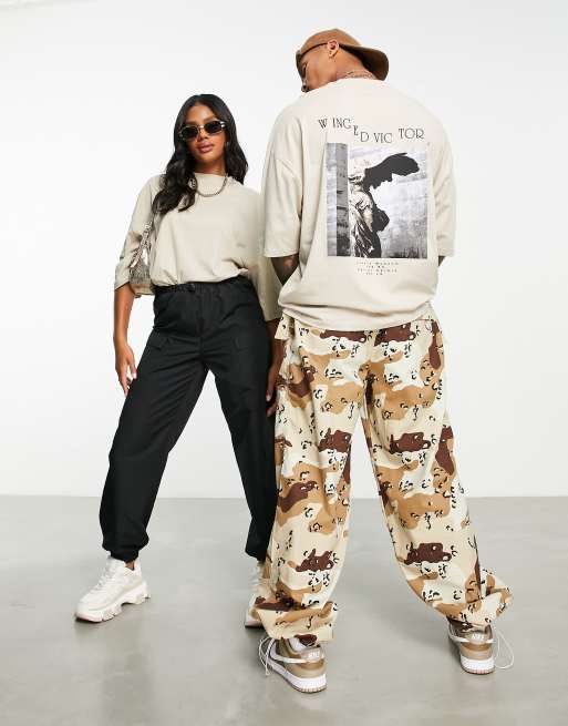 ASOS DESIGN unisex oversized t-shirt with Winged Victory print in beige