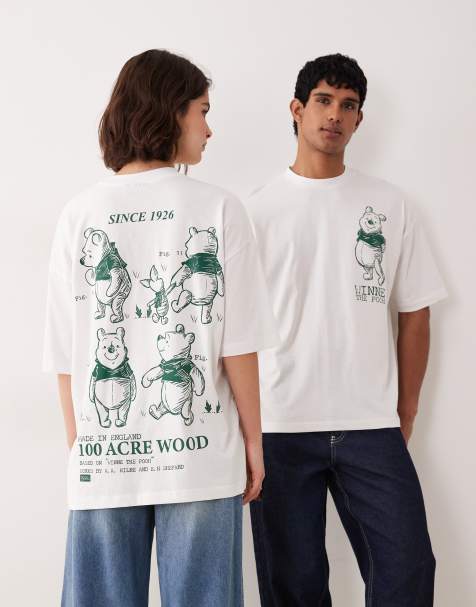 ASOS DESIGN Unisex oversized t-shirt with WINNIE THE POOH prints in white - view 1