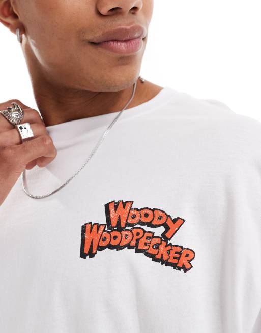 ASOS DESIGN unisex oversized t-shirt with Woody Woodpecker prints in white, 3 of 4