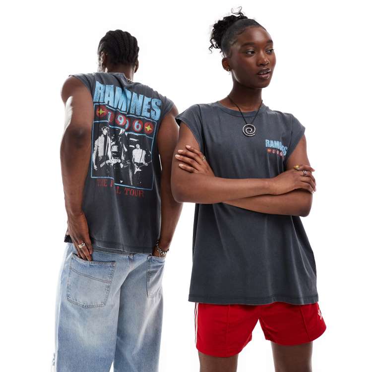 ASOS DESIGN unisex oversized tank top with The Ramones
