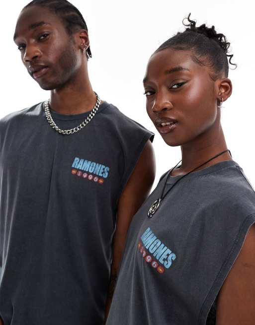 ASOS DESIGN unisex oversized tank top with The Ramones