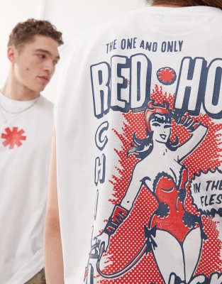 Asos Design Unisex Oversized Tank With Red Hot Chili Peppers Prints
