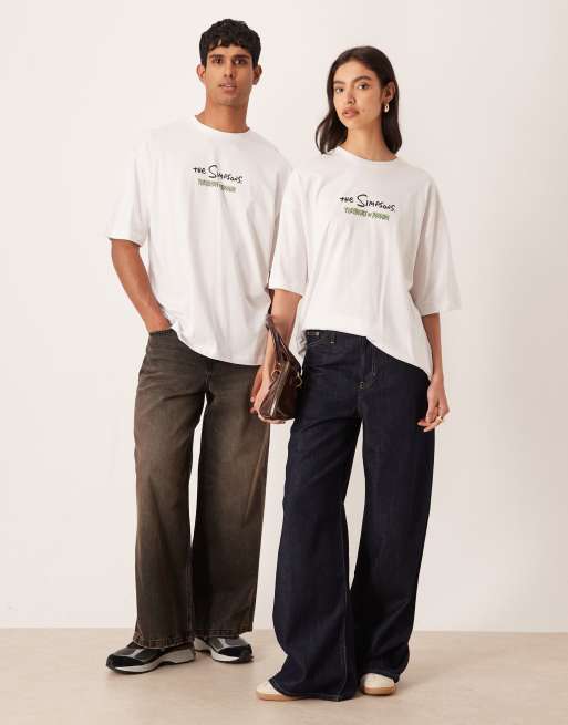 ASOS DESIGN unisex oversized tee with The Simpsons Halloween print in white