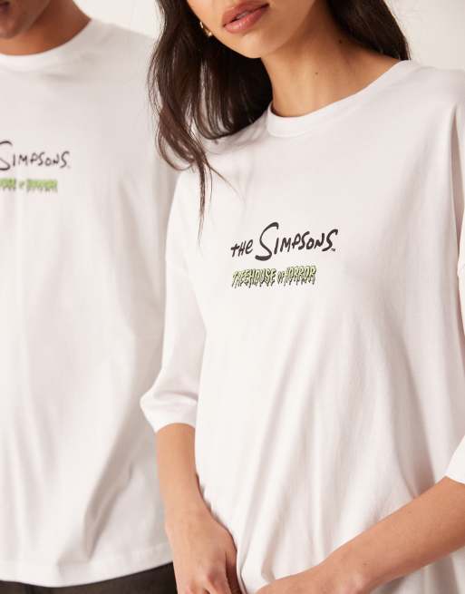 ASOS DESIGN unisex oversized tee with The Simpsons Halloween print in white