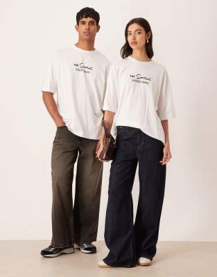 Asos Design Unisex Oversized Tee With The Simpsons Print In White