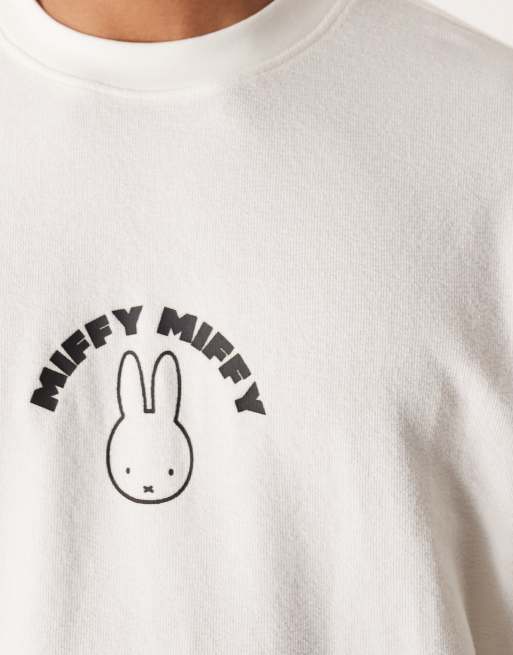 ASOS DESIGN unisex oversized textured T-shirt with Miffy prints in white  , 2 of 5