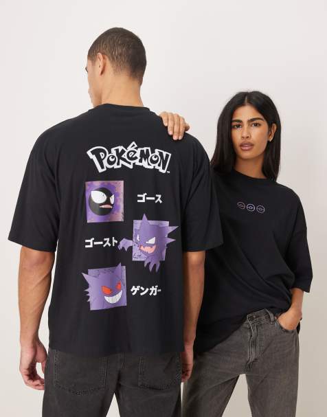 ASOS DESIGN Unisex – Pokemon – Czarny T-shirt oversize z nadrukiem Pokemonów - view 1