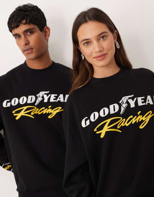 ASOS DESIGN – Unisex – Relaxed Fit Sweatshirt in Dunkelgrau mit Good Year Racing-Stickerei, 4 von 4