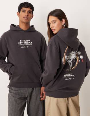 Asos Design Unisex Relaxed Hoodie With Cobra Wheel Print In Black