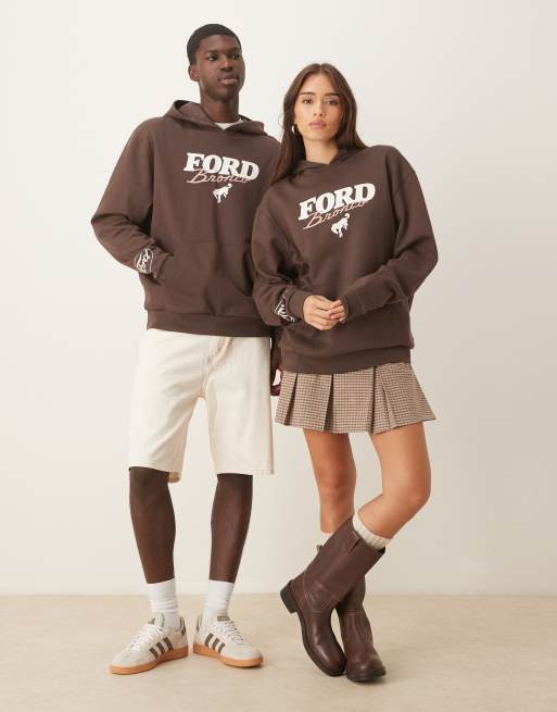 ASOS DESIGN unisex Relaxed hoodie with Ford print in brown