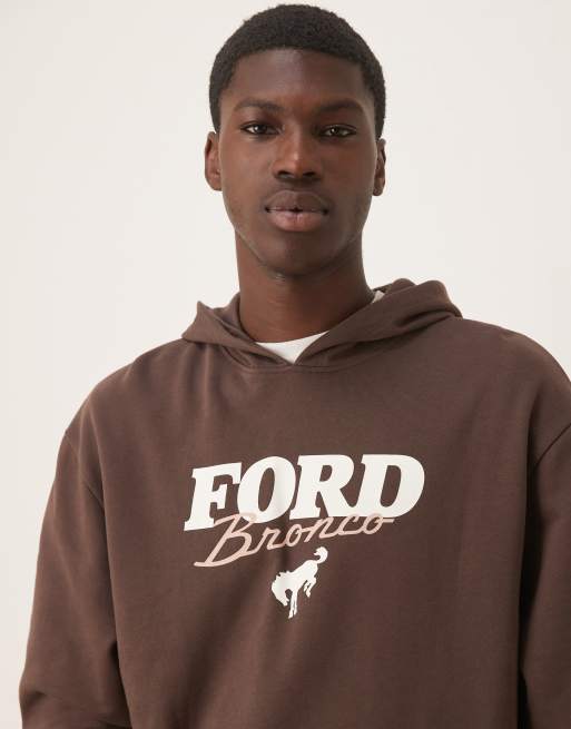 ASOS DESIGN unisex Relaxed hoodie with Ford print in brown