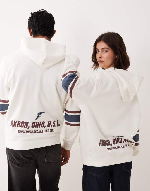 ASOS DESIGN unisex relaxed hoodie with Goodyear print in stone, 3 of 4