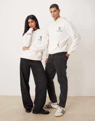 Asos Design Unisex Relaxed Hoodie With Guinness Prints In Neutral