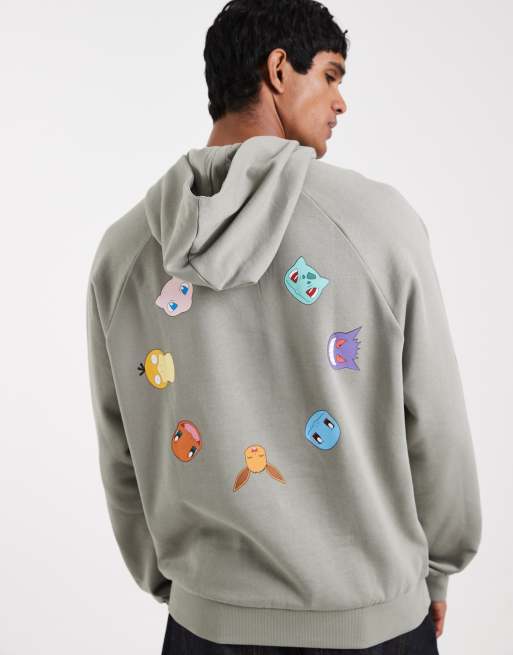 ASOS DESIGN unisex relaxed hoodie with Pokemon print in grey, 4 of 4
