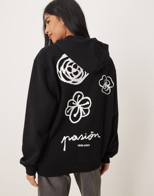 ASOS DESIGN unisex relaxed hoodie with print in black, 4 of 4
