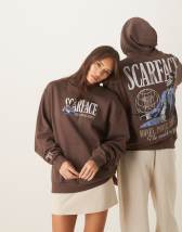 ASOS DESIGN unisex relaxed hoodie with Scarface print in brown