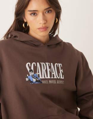 Asos Design Unisex Relaxed Hoodie With Scarface Print In Multi