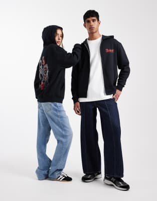 Asos Design Unisex Relaxed Hoodie With Slipknot Print In Black
