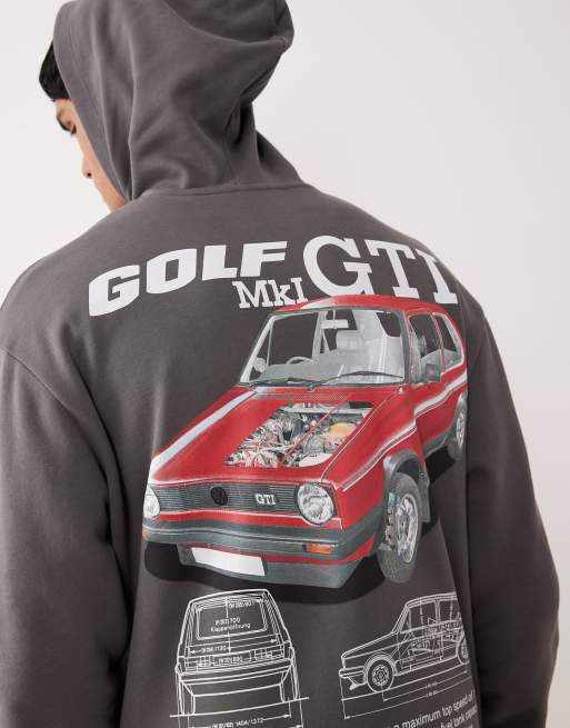 ASOS DESIGN Unisex relaxed hoodie with Volkswagen prints in gray, 4 of 4