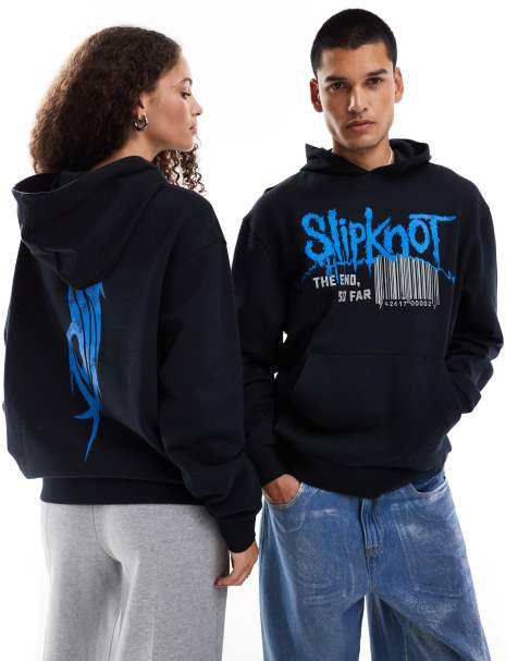 ASOS DESIGN unisex Relaxed license hoodie with Slipknot prints in black - view 1