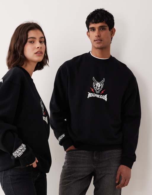 ASOS DESIGN unisex relaxed sweat with Stranger things in black, 2 of 4