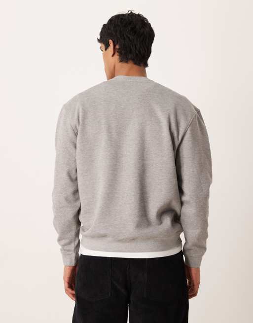 ASOS Design unisex relaxed sweat with Yale print in grey marl, 3 of 5