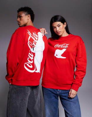 Asos Design Unisex Relaxed Sweatshirt With Coca Cola Print In Red