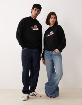 Asos Design Unisex Relaxed Sweatshirt With The Simpsons Print In Black