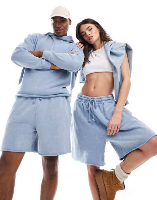 ASOS DESIGN – Unisex-Shorts in verwaschenem Jeansblau mit Oversize-Schnitt, Kombiteil, 2 von 4