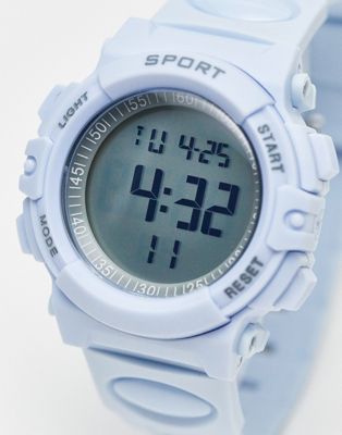 ASOS DESIGN unisex silicone digital watch in baby blue