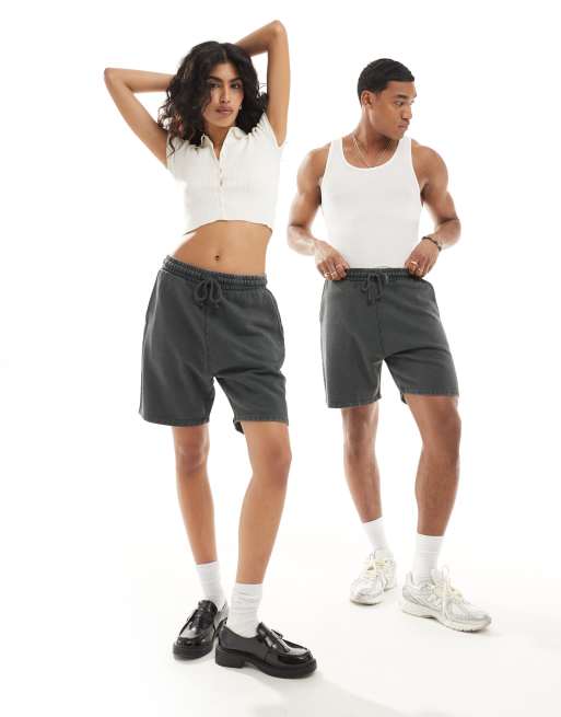 ASOS DESIGN - Unisex smalle short in donkergrijs