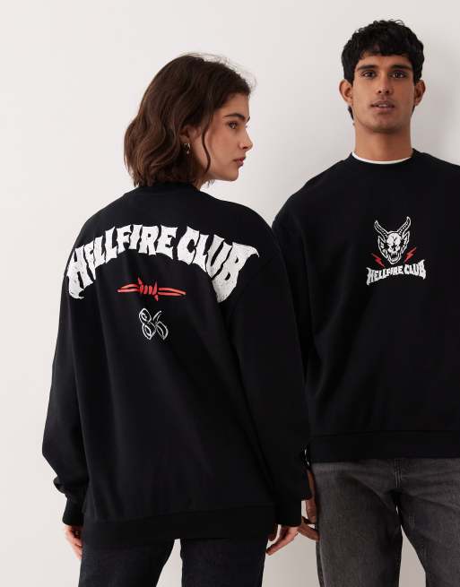 ASOS DESIGN - Unisex - Sort afslappet sweatshirt med Stranger Things-print, 4 af 4