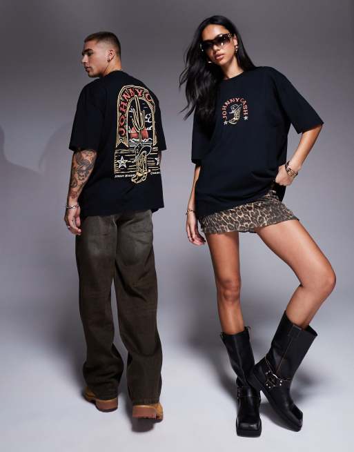ASOS DESIGN - Unisex - Sort og oversized T-shirt med officielt Johnny Cash-print, 4 af 4