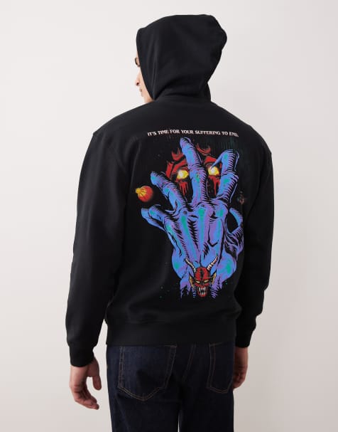 ASOS DESIGN Unisex - Sort oversized hættetrøje med Stranger Things-print - view 1