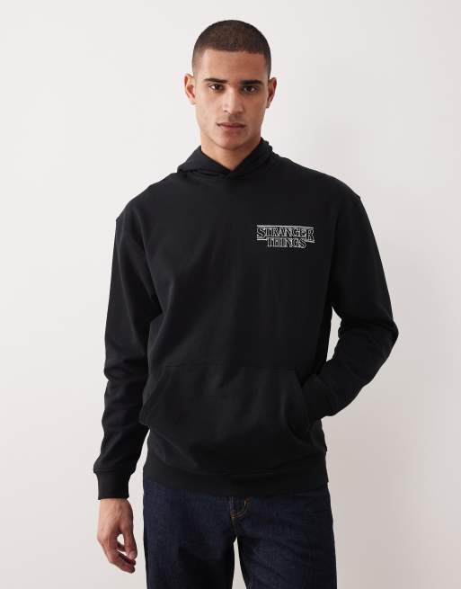ASOS DESIGN Unisex - Sort oversized hættetrøje med Stranger Things-print, 2 af 5