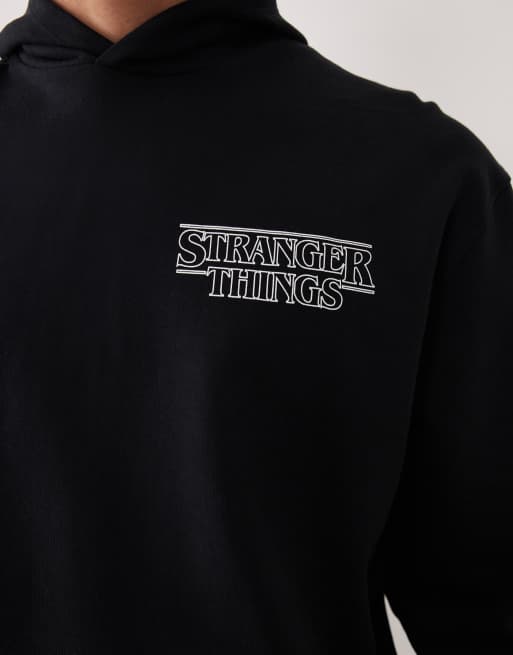 ASOS DESIGN Unisex - Sort oversized hættetrøje med Stranger Things-print, 5 af 5